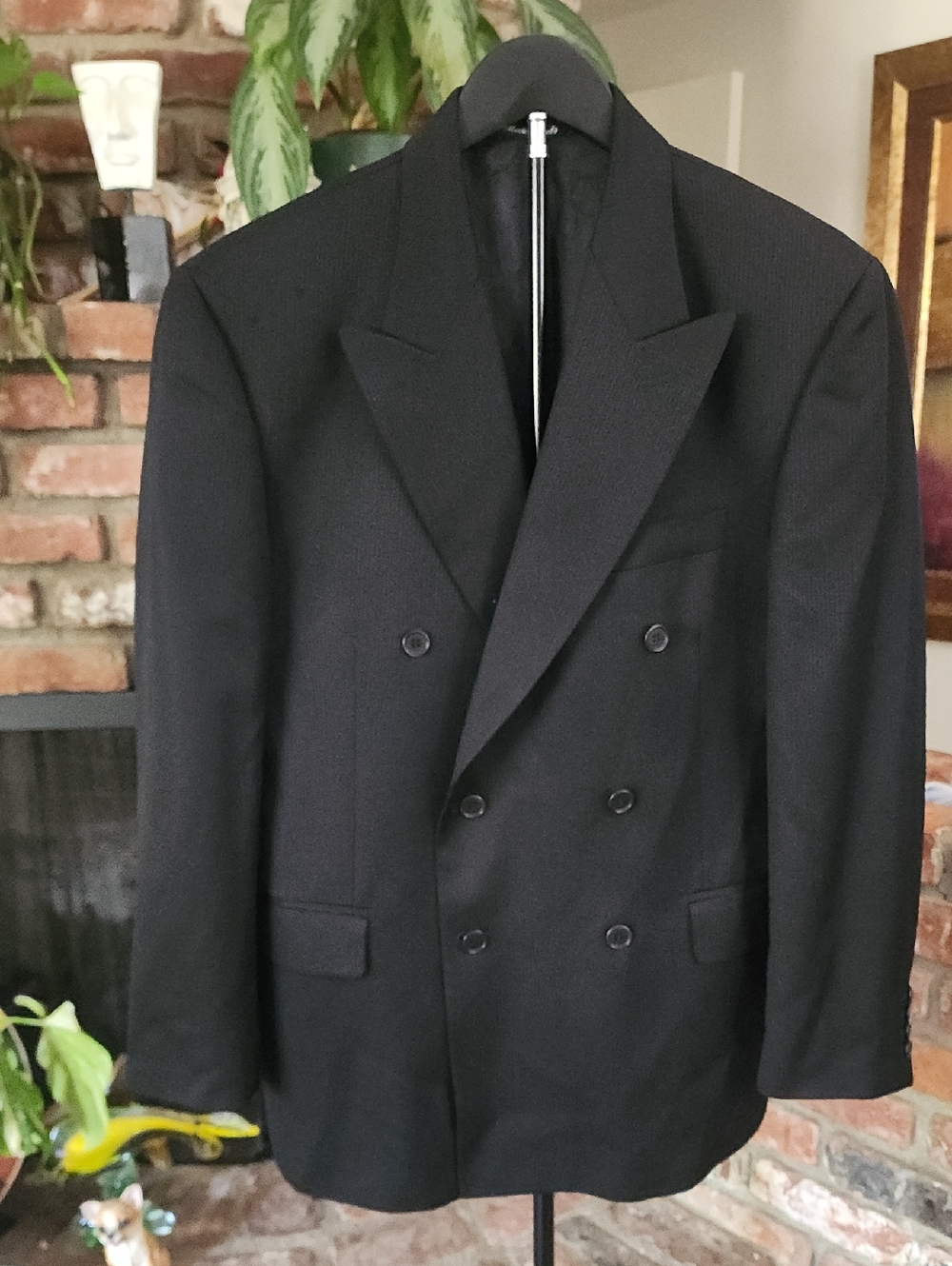Sergio Valentino Double Breasted Black Blazer 38S Mob Wife Old Money Style